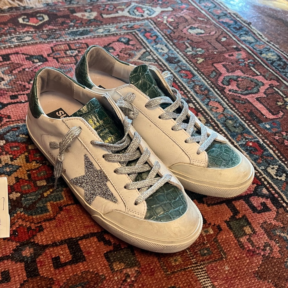 RARE GGDB sneakers Swarovski crystal and green croc size 36